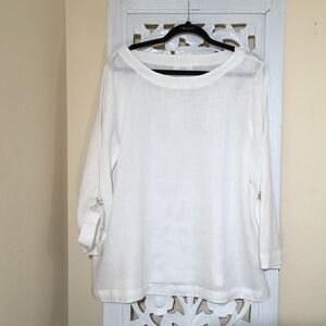 Charter Club Cream Blouse with Rolled Sleeves